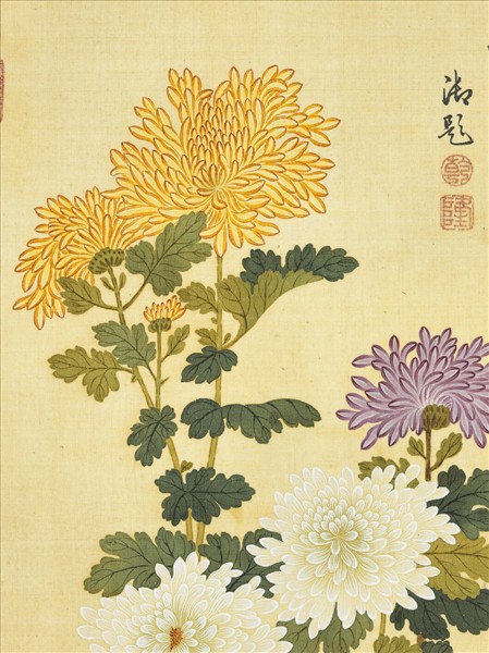 清鄒一桂畫霜菊秋羅　軸