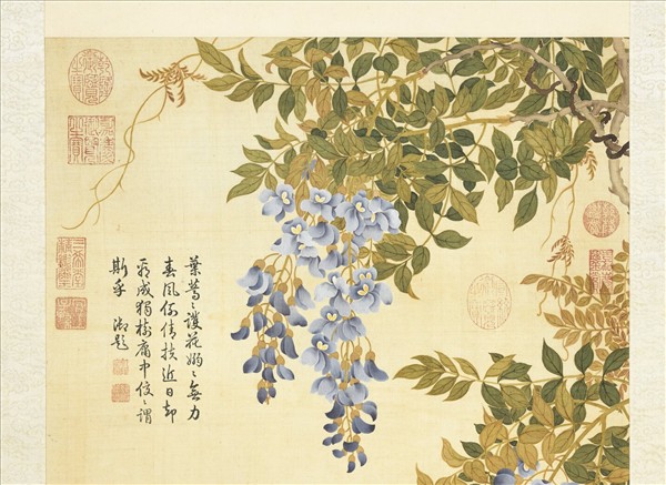 清鄒一桂畫薔薇朱藤　軸