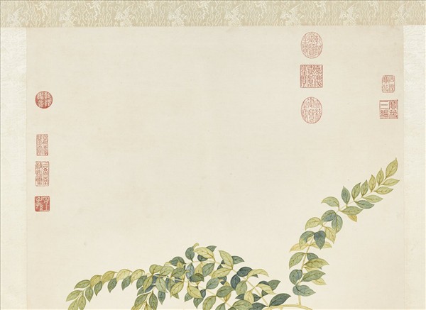 清鄒一桂畫藤花芍藥　軸