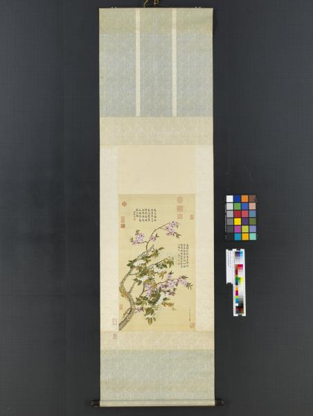 清鄒一桂畫紅桃白梨　軸