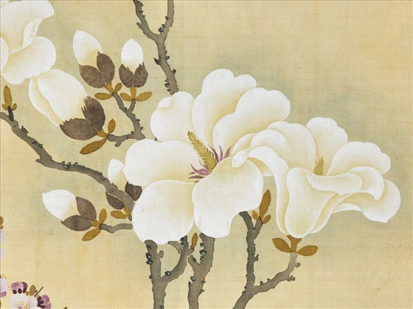 清鄒一桂玉蘭紅杏　軸