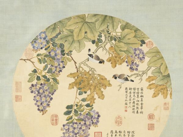 清鄒一桂梧桐紫薇　軸