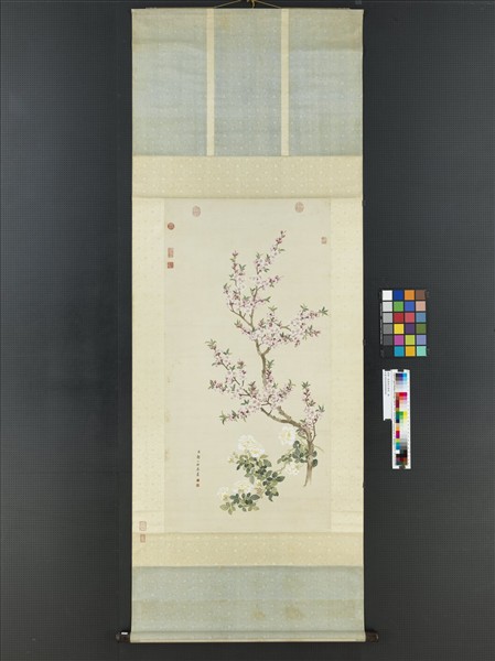 清鄒一桂畫桃花薔薇　軸