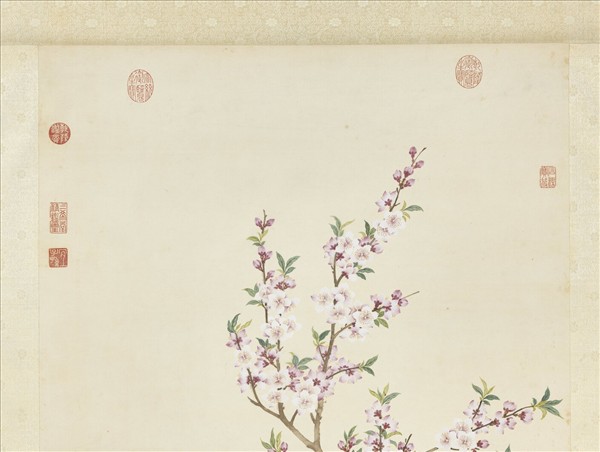 清鄒一桂畫桃花薔薇　軸