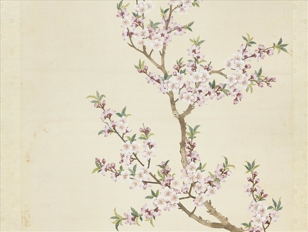 清鄒一桂畫桃花薔薇　軸