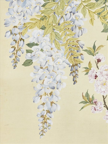 清鄒一桂畫碧桃紫藤　軸