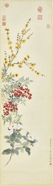 清鄒一桂畫蠟梅天竺山茶　軸