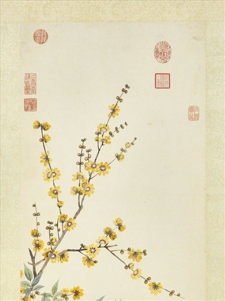 清鄒一桂畫蠟梅天竺山茶　軸