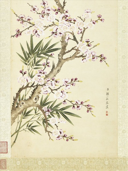 清鄒一桂畫杏花雙燕　軸