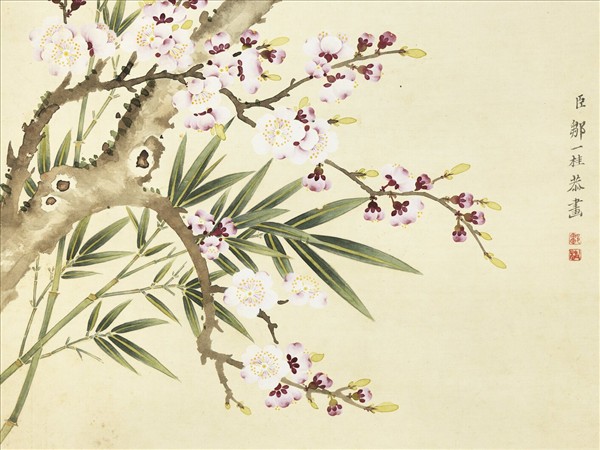 清鄒一桂畫杏花雙燕　軸