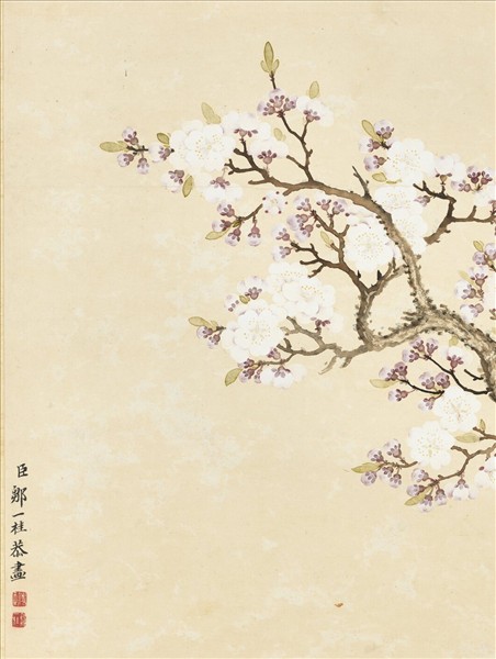 清鄒一桂杏花雙燕　軸