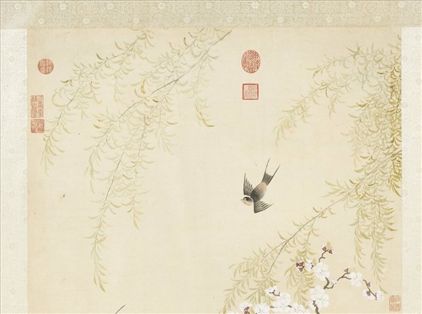 清鄒一桂杏花燕子　軸