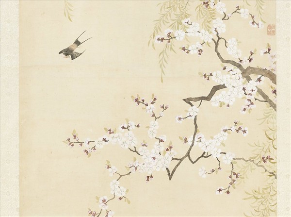 清鄒一桂杏花燕子　軸