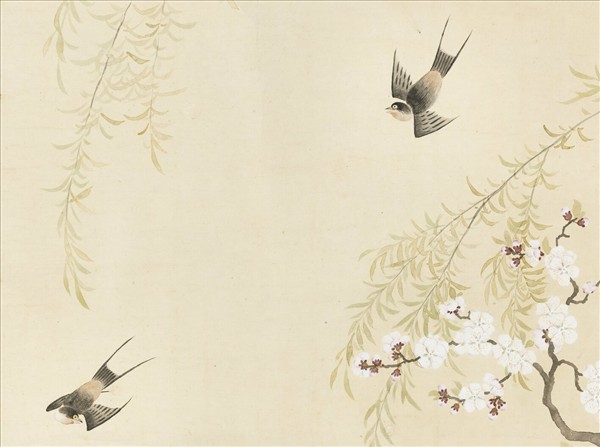 清鄒一桂杏花燕子　軸