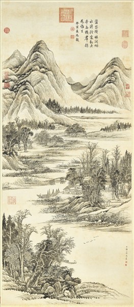 清鄒一桂畫蒲芷群鷗　軸