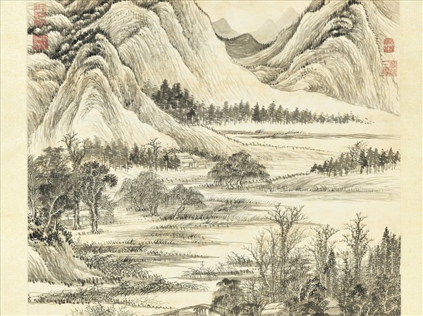 清鄒一桂畫蒲芷群鷗　軸