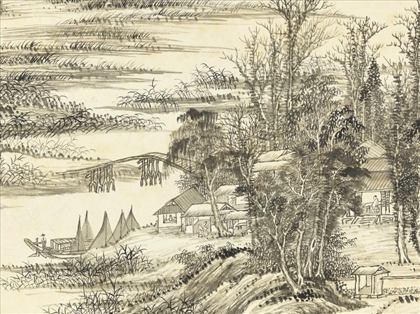 清鄒一桂畫蒲芷群鷗　軸