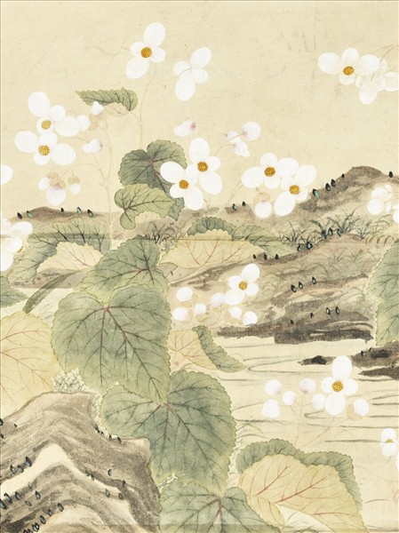 清鄒一桂畫秋海棠清高宗御題　軸