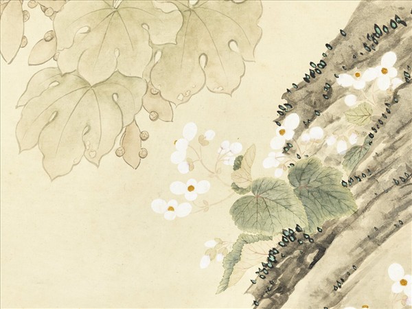 清鄒一桂畫秋海棠清高宗御題　軸