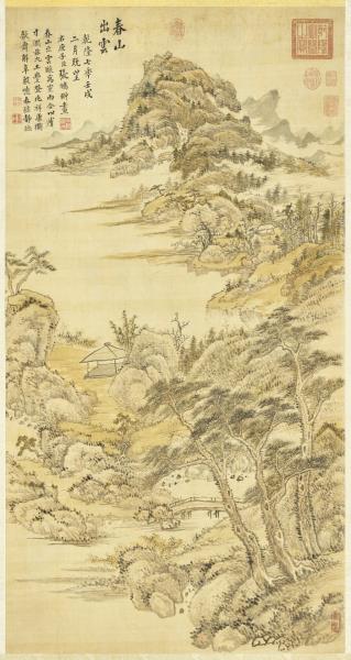 清張鵬翀春山出雲　軸