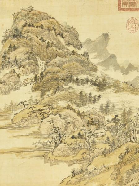 清張鵬翀春山出雲　軸