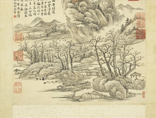 清張鵬翀畫春林煙岫　軸