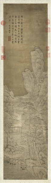 清張鵬翀畫雪景人物乾隆御題　軸