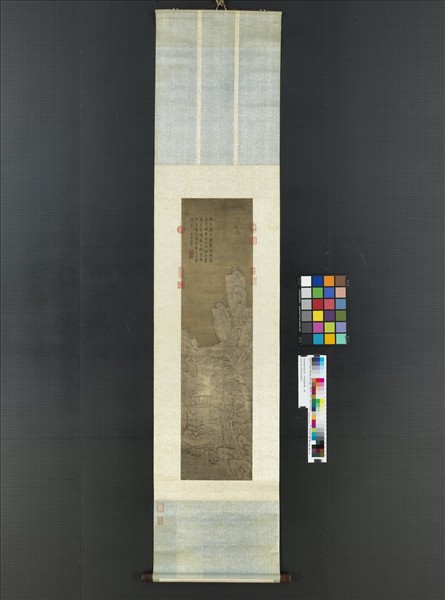 清張鵬翀畫雪景人物乾隆御題　軸