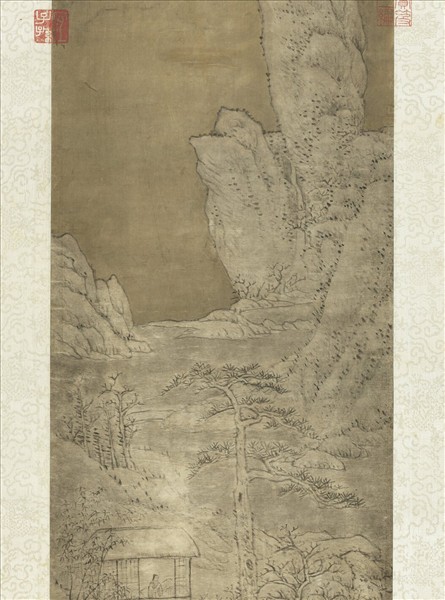 清張鵬翀畫雪景人物乾隆御題　軸