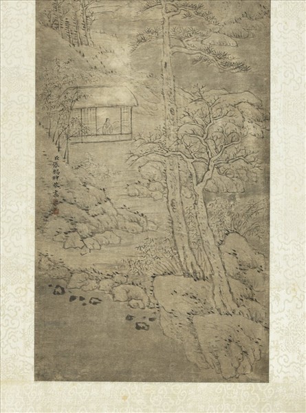 清張鵬翀畫雪景人物乾隆御題　軸