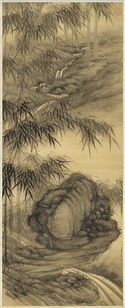 清強國忠法元人墨竹　軸