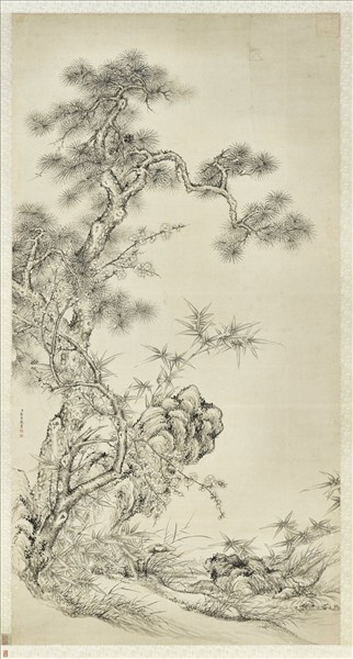 清蔣溥歲寒三友軸- 故宮