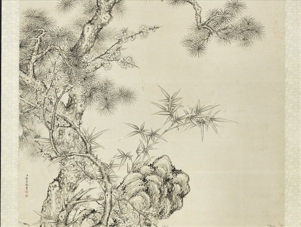 清蔣溥歲寒三友　軸