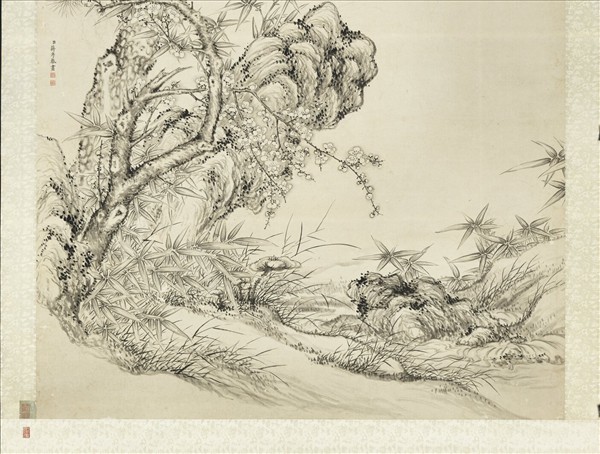 清蔣溥歲寒三友　軸