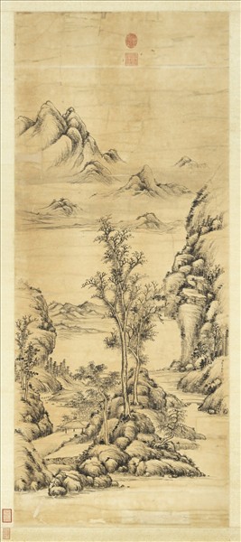 清蔣溥畫踈林亭靄　軸