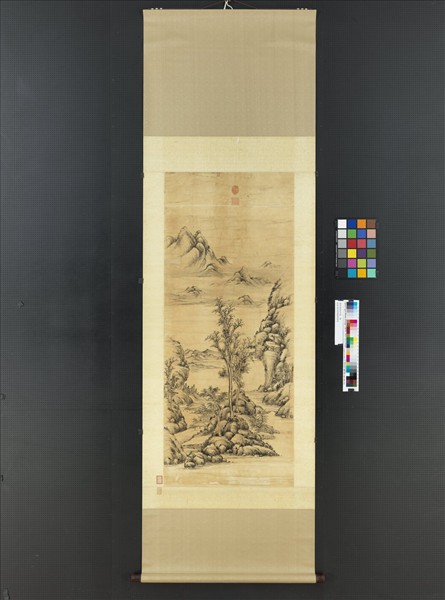 清蔣溥畫踈林亭靄　軸