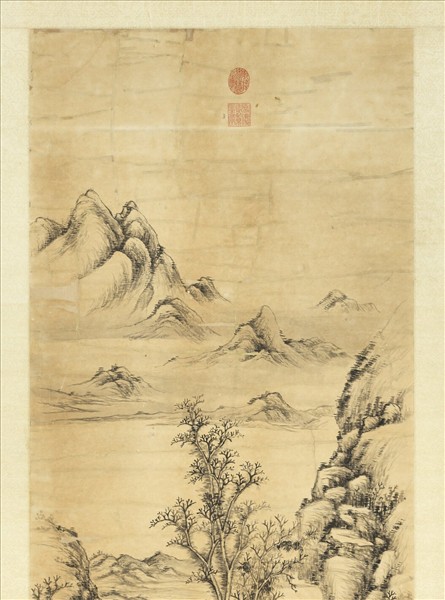 清蔣溥畫踈林亭靄　軸