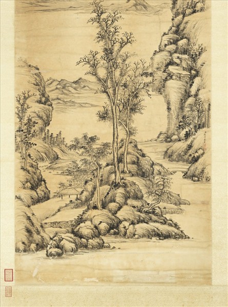 清蔣溥畫踈林亭靄　軸