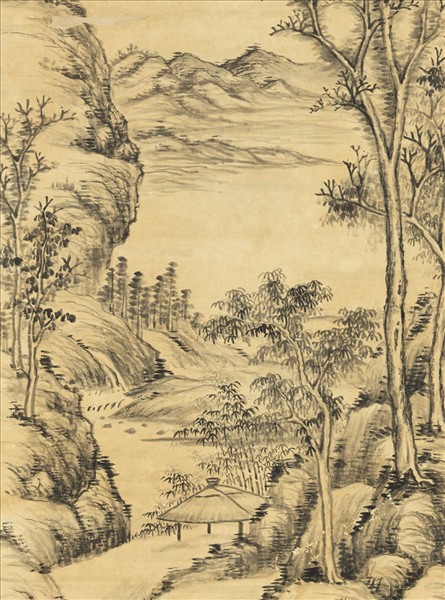 清蔣溥畫踈林亭靄　軸