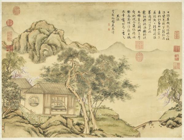 清張若靄畫御園暮春詩　軸