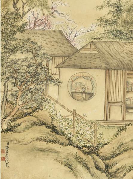 清張若靄畫御園暮春詩　軸