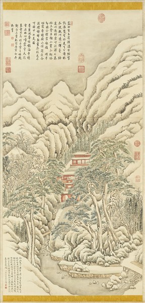 清張若靄畫鎮海寺雪景　軸