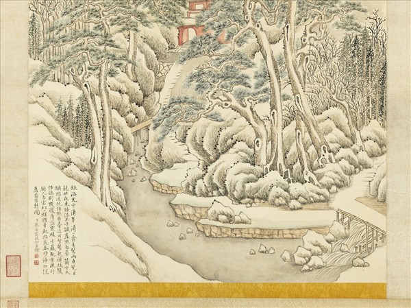清張若靄畫鎮海寺雪景　軸