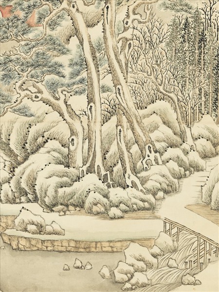 清張若靄畫鎮海寺雪景　軸