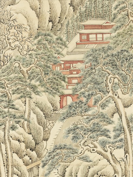 清張若靄畫鎮海寺雪景　軸