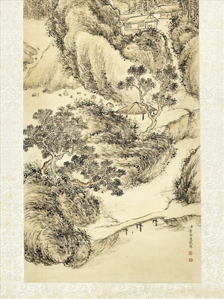 清董邦達畫山水高宗御題　軸