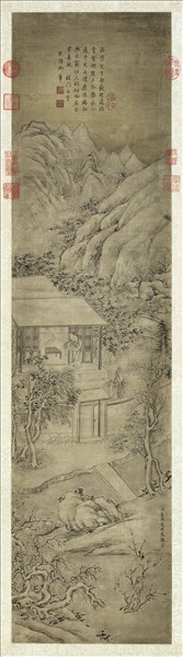 清董邦達雪景人物即事御題　軸