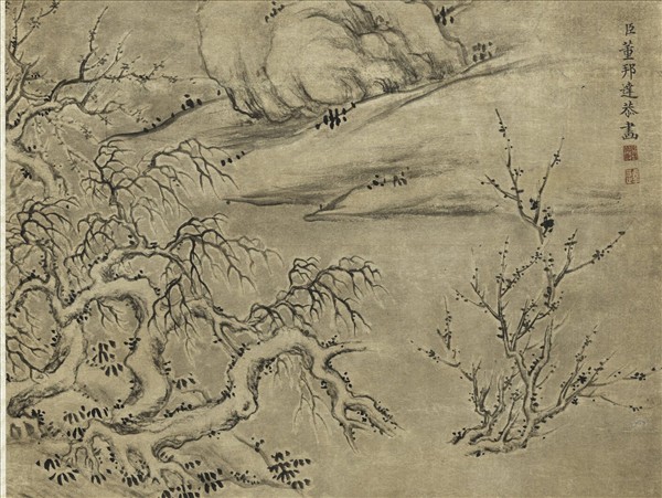 清董邦達雪景人物即事御題　軸