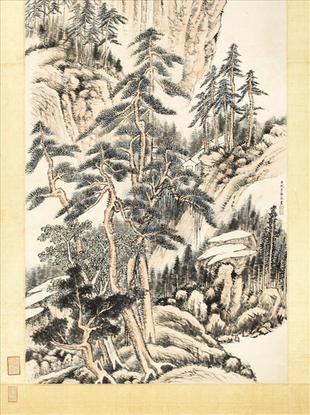 清沈宗敬千岩環秀山陰丘壑圖　軸