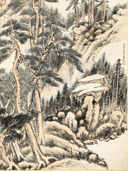 清沈宗敬千岩環秀山陰丘壑圖　軸